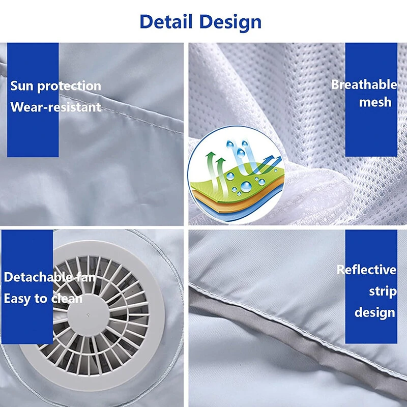 (image for) TENGOO Air Conditioning Clothing Vest Three Wind Speeds Heatproof Cooling Clothing USB Charging Sun Protection Continuous Cooling Jacket with Two Fans for Summer High Temperature Outdoor Work